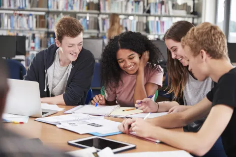 teens in library